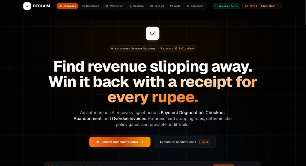 Reclaim — Autonomous AI Revenue Recovery Agent project screenshot